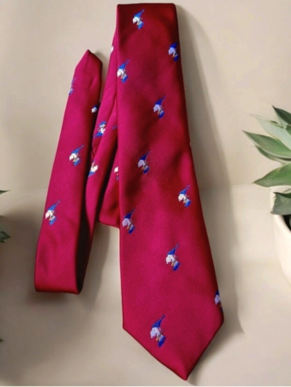 Vintage Cervantes Red Embroidered Snoopy Silk Blend Necktie